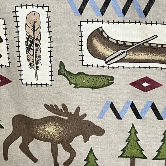 Shower Curtain Bacova Rustic Cabincore Cotton Unlined Lodge Fish Canoe 69L x 66W - Picture 5 of 10